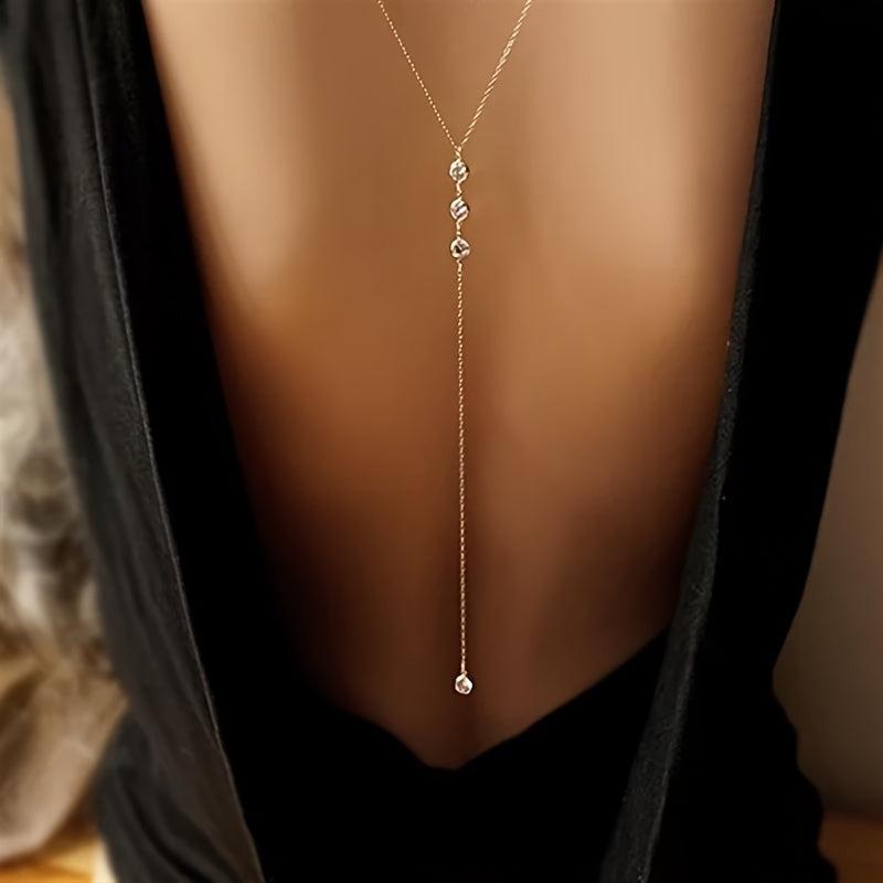 Rhinestone Back Necklace Body Chain for Backless Dress  BLING QUEEN