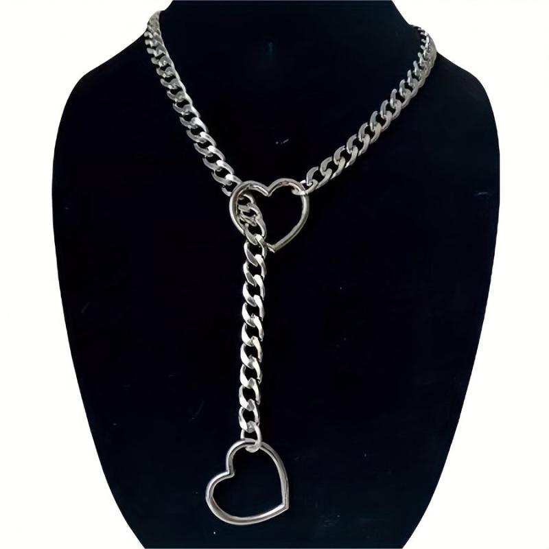 Gothic Punk Heart Slip Chain Choker Necklace for Women & Men