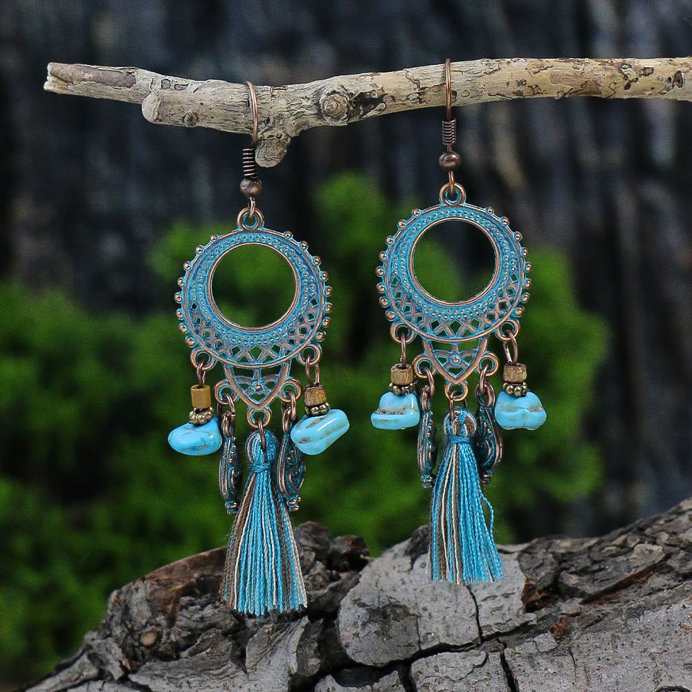 Boho Earrings Vintage Dangle Earrings Quartz Drop Earrings, Boho