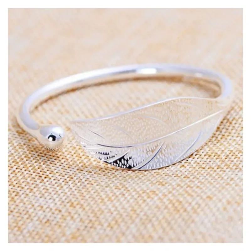 925 Silver Leaves Opening Bangle for Women – BLING QUEEN