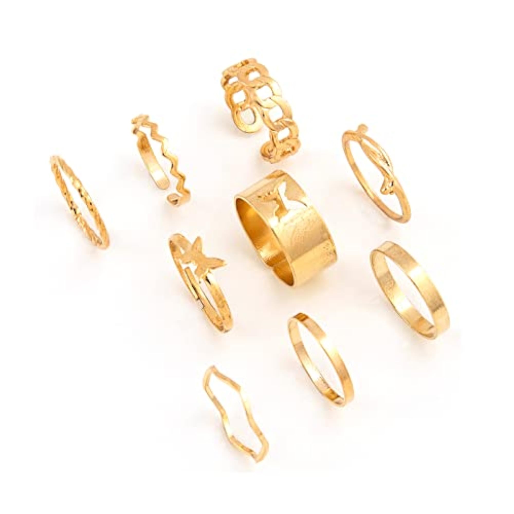 Metal Boho Midi Finger Rings Set of 9 – BLING QUEEN