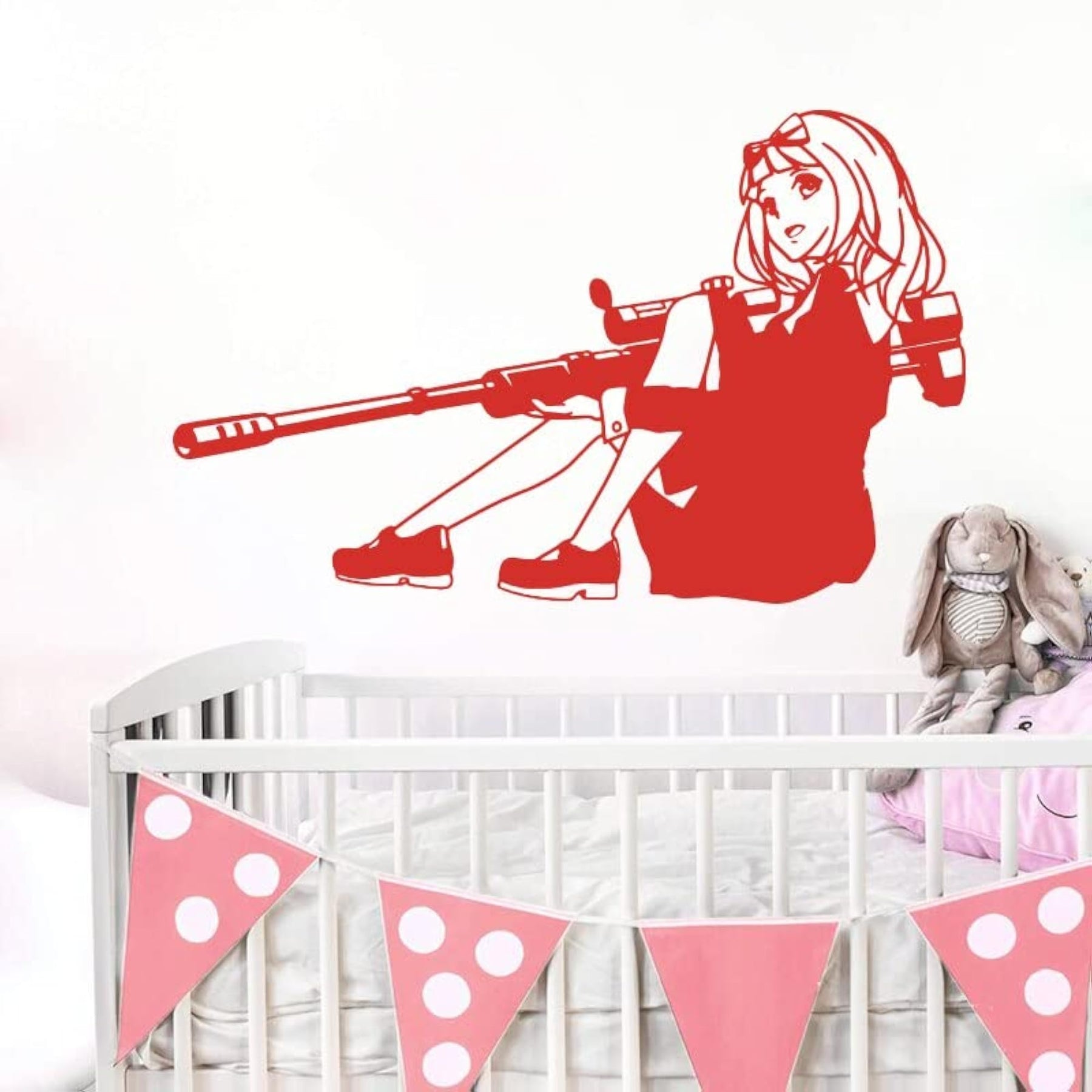 Vinyl Decal Sticker Anime Manga Girl Sniper Rifle Shooting Gun Red ...