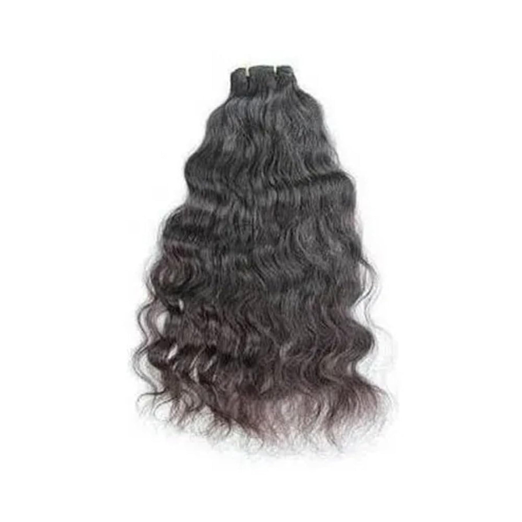 100% Human Hair Extensions 16 Inch, Natural Black Silky Wavy Texture ...