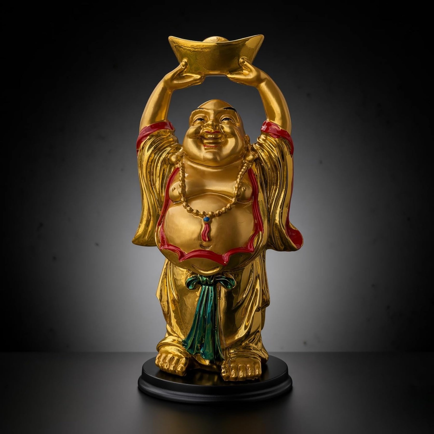 Laughing Buddha Statue Standing with Hands Up, 20 cm – BLING QUEEN