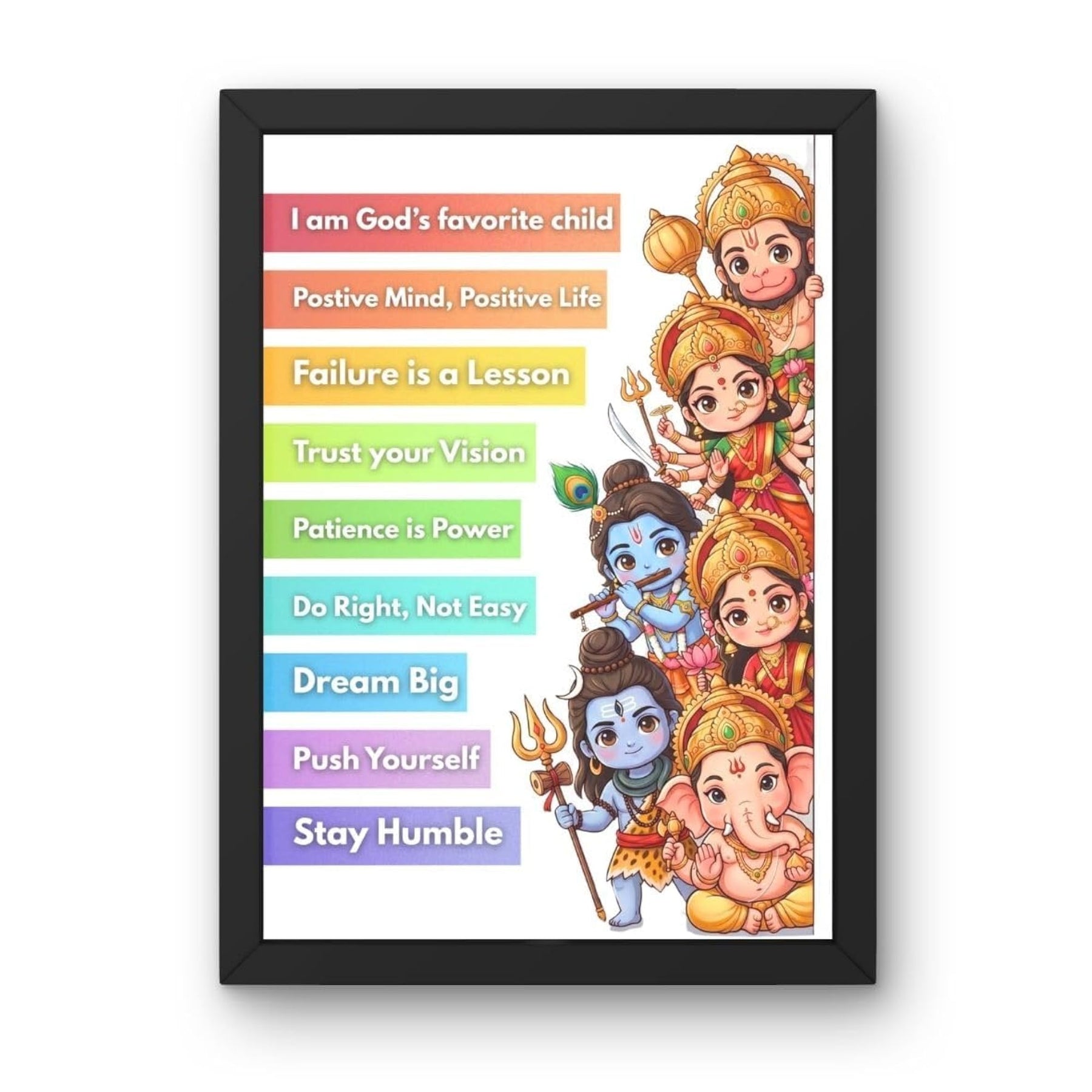 Hindu Gods Motivational Quote Wall Frame, A4 Size – BLING QUEEN