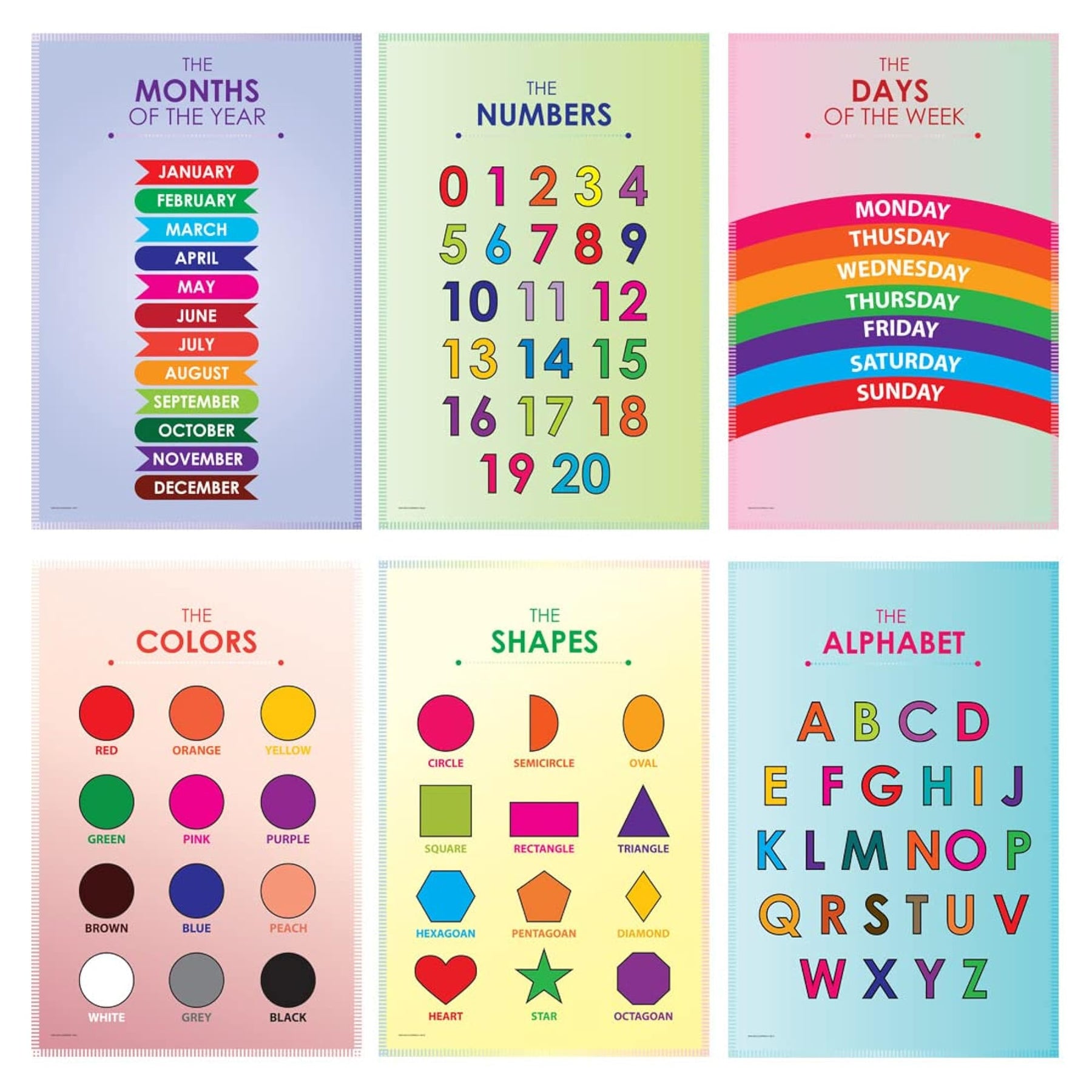 Kids Educational Posters for Learning Alphabets and Numbers – BLING QUEEN