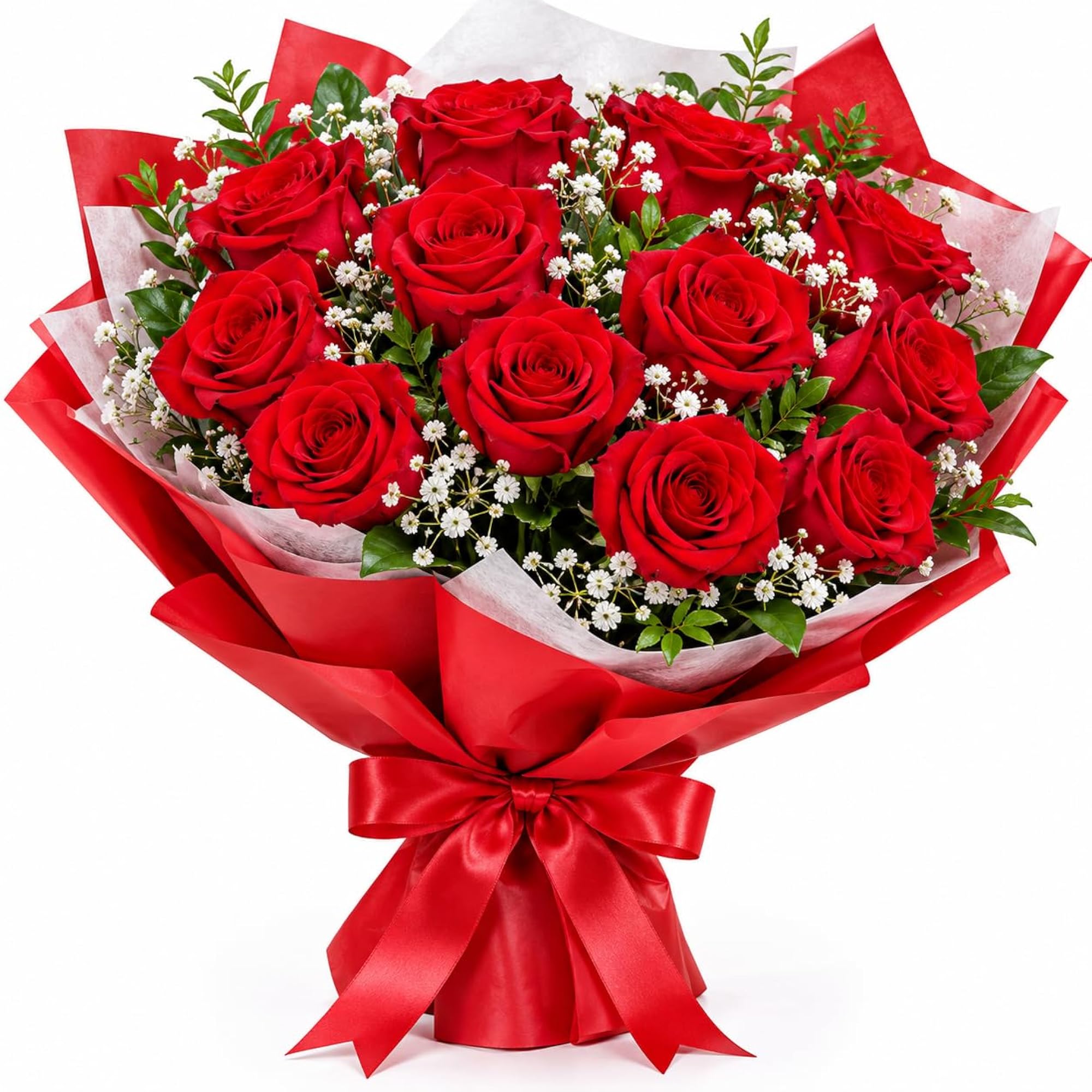 Fresh Live Flower Bouquet of 12 Red Roses, Perfect for Celebrations ...