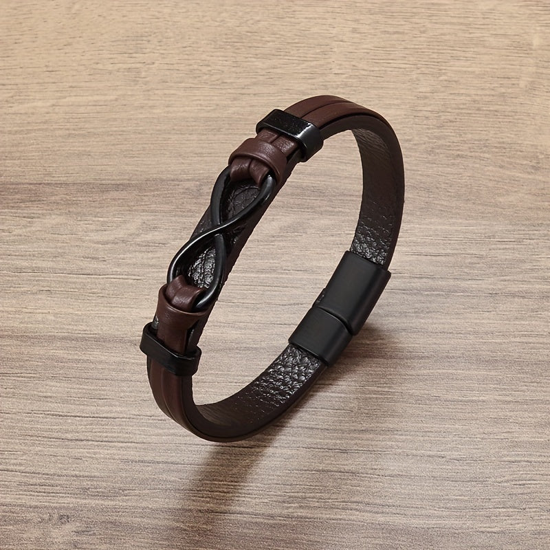 Retro Double Layer Number 8 Leather Bracelet For Men – BLING QUEEN