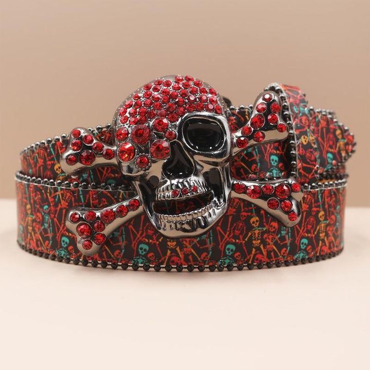 Hot Pink Red Rhinestone Skull Buckle Western‎ Sparkly Belt Women\'s Belt Rhinestone Pink Belts for Women for sale | eBay main image 3