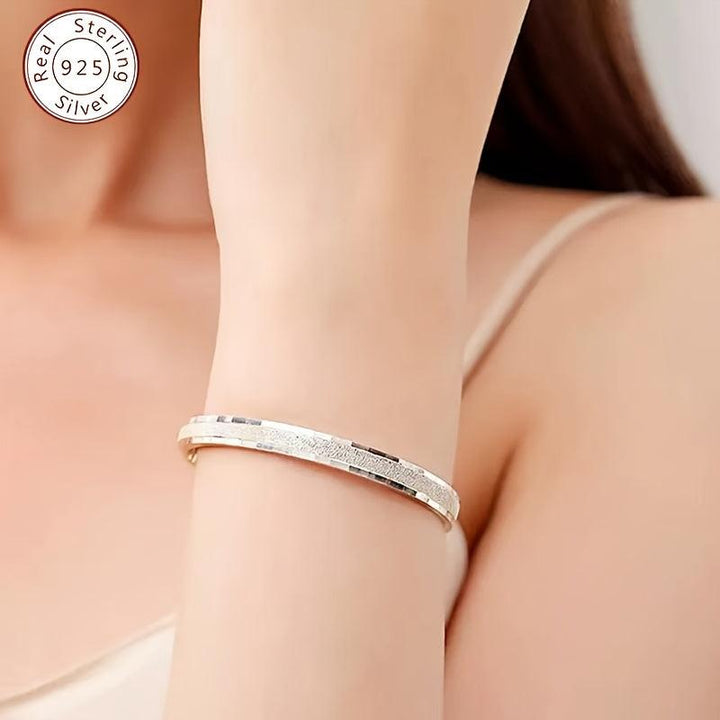 925 Silver Open Bangle Bracelet for Women - Adjustable Gift for
