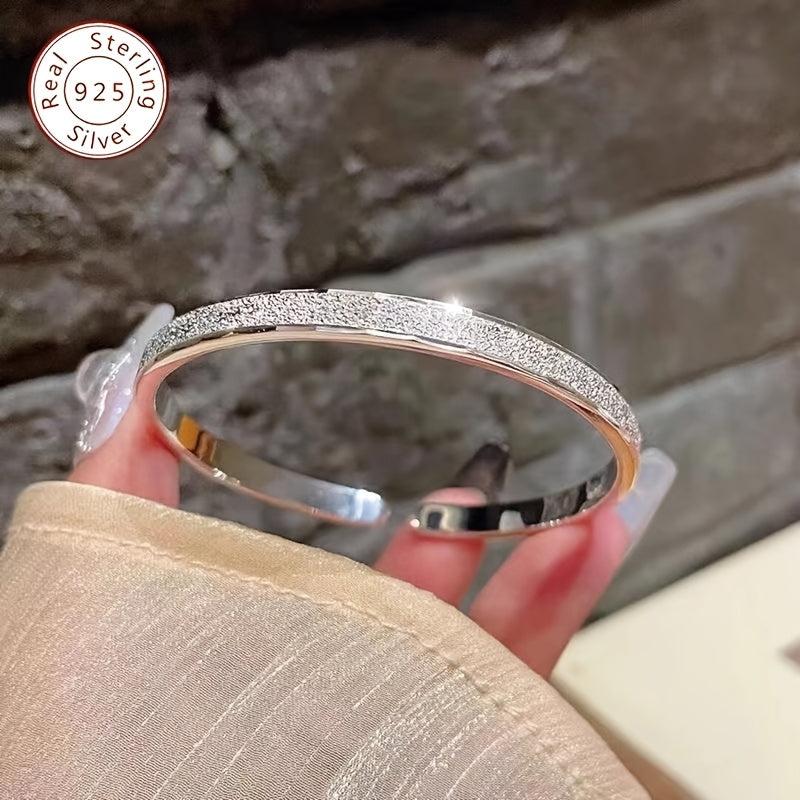 925 Silver Open Bangle Bracelet for Women - Adjustable Gift for
