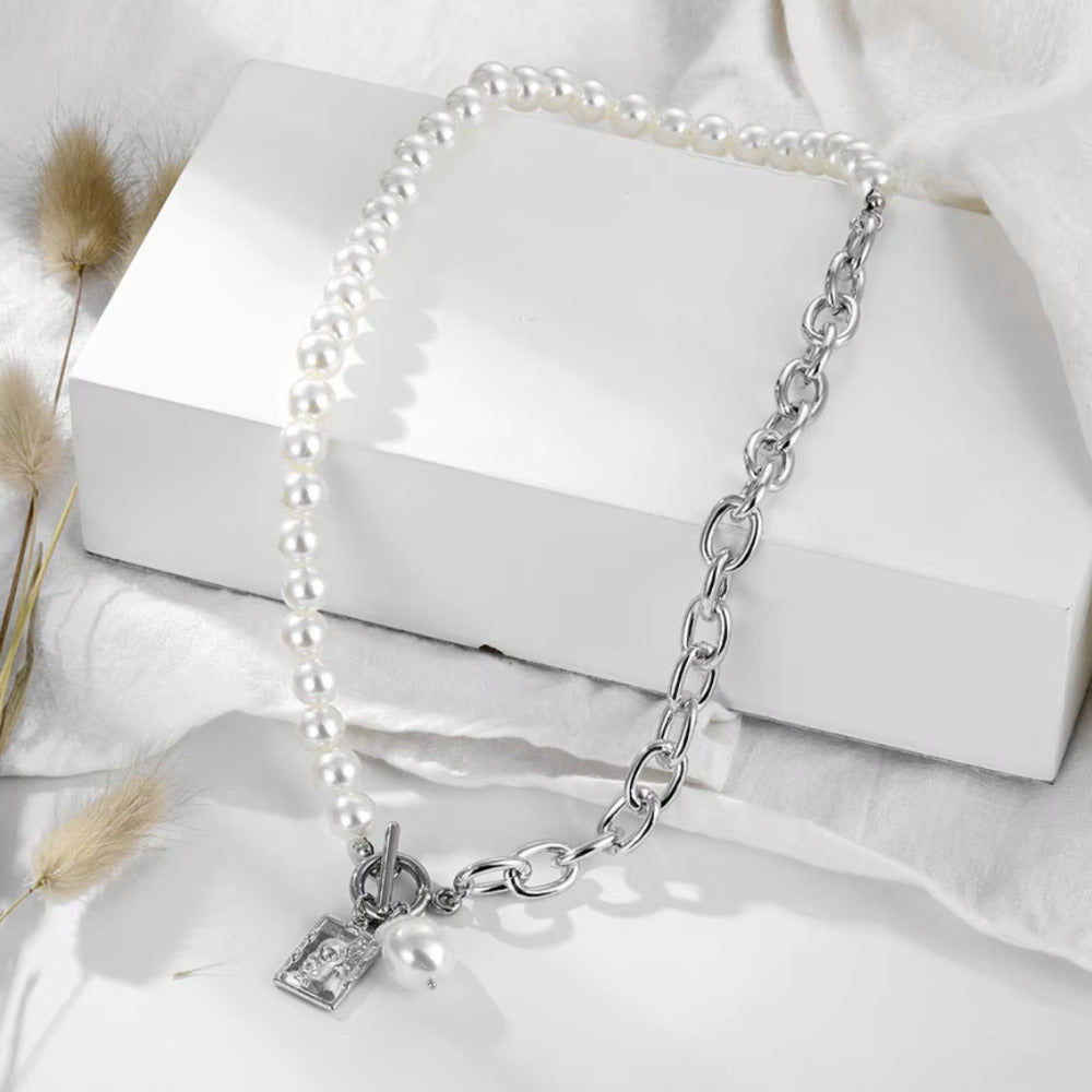 Clataly imitatieparelketting eenvoudige enkele laag armbanden zilveren kristal delicate open choker ketting sieraden voor vrouwen en meisjes (parelketting Clataly imitatieparelketting eenvoudige enkele laag armbanden zilveren kristal delicate open choker ketting sieraden voor vrouwen en meisjes (parelketting