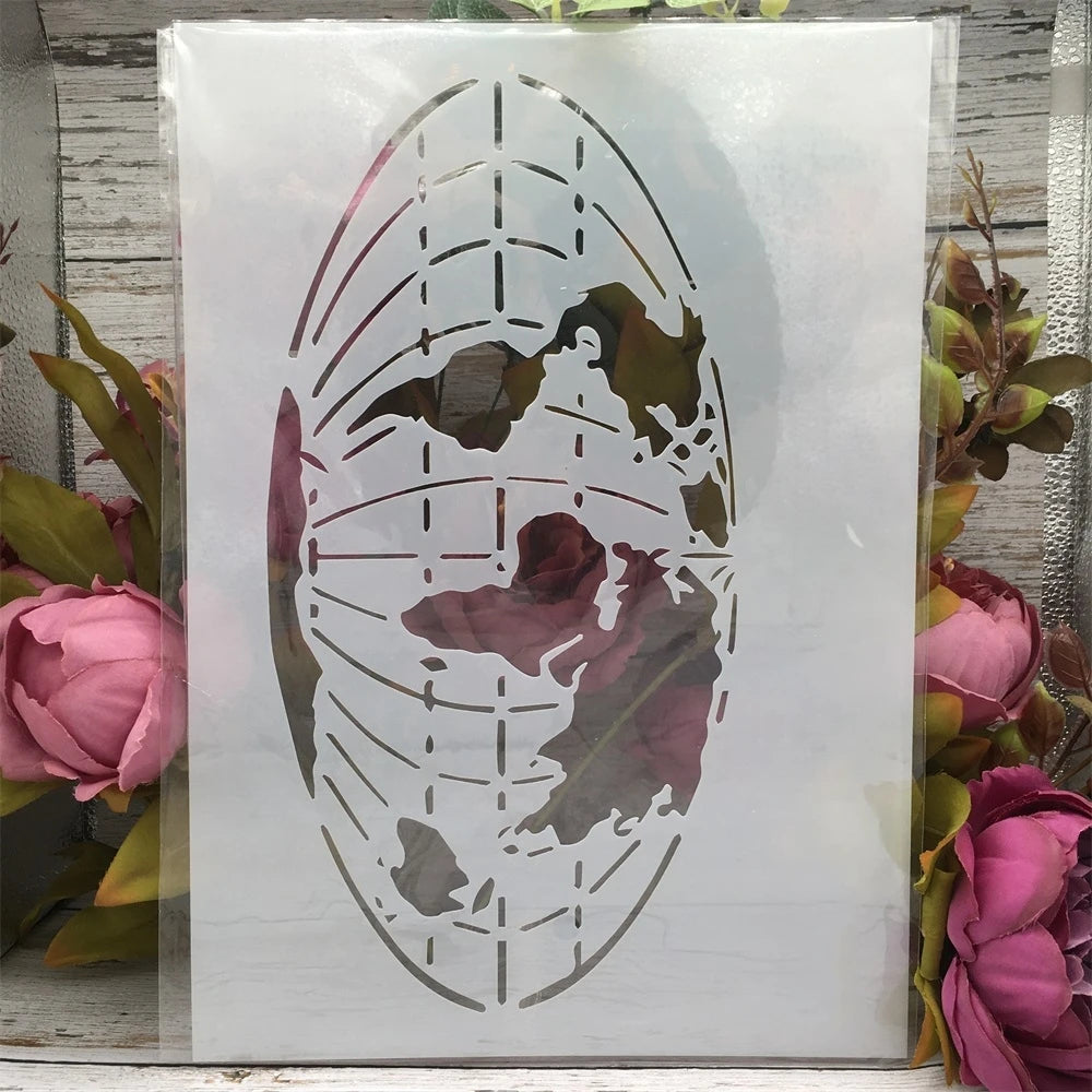 A4 29cm Globe Earth Map Decorative Stencil – BLING QUEEN