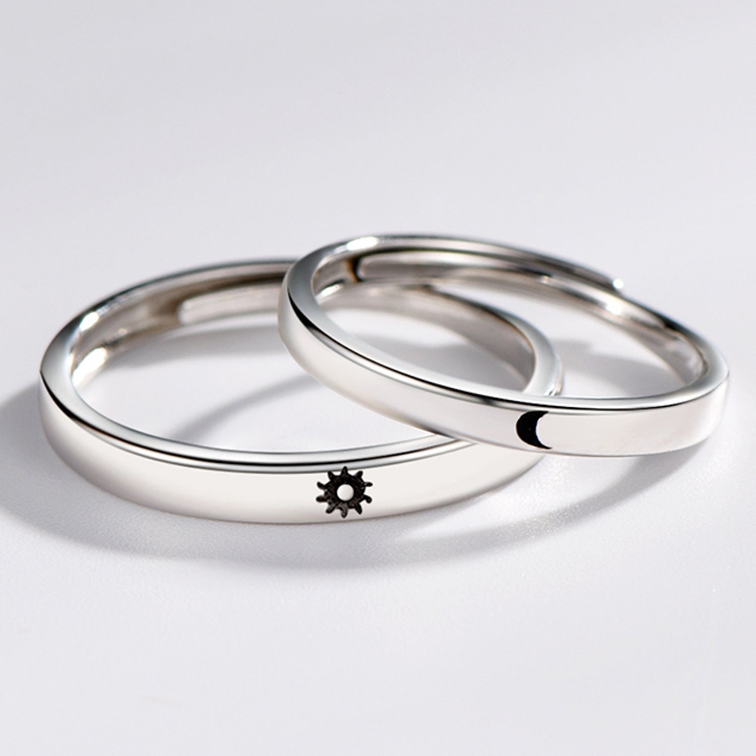 925 Silver Sun & Moon Couple Ring Boyfriend Girlfriend Rings – BLING QUEEN
