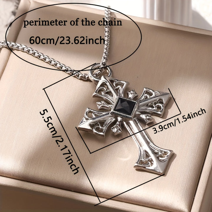 Titanium Steel Cross Pendant Long Necklace - Everyday Wear – BLING