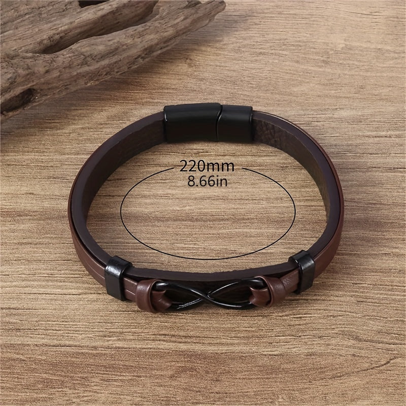 Retro Double Layer Number 8 Leather Bracelet For Men – BLING QUEEN